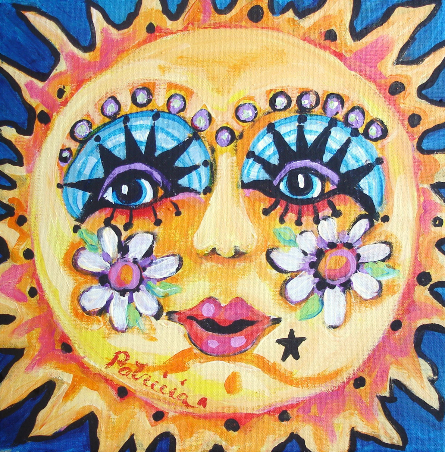 Солнце и Луна рисунок красками